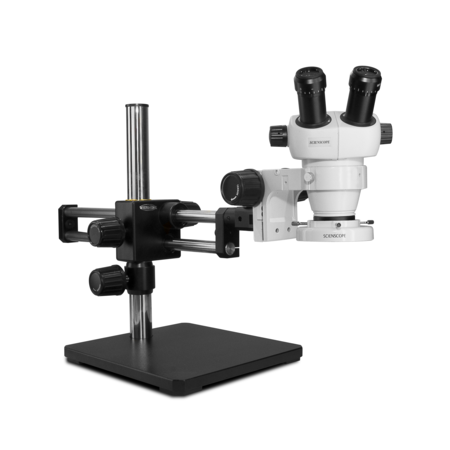 SCIENSCOPE ELZ Stereo Zoom Microscope With Compact LED Light On Dual Arm Stand ELZ-PK5D-E1